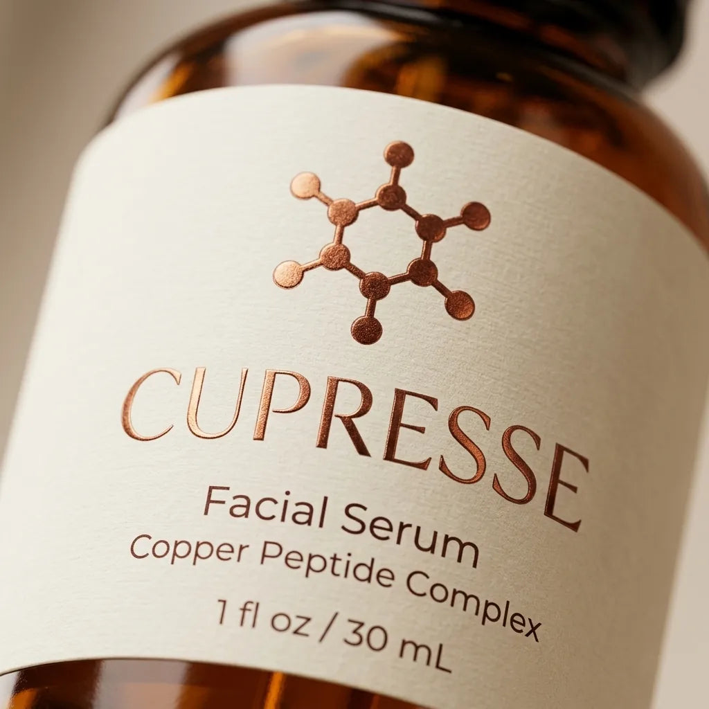CUPRESSE Serum label close-up with GHK-Cu ingredients